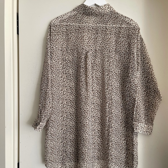 Mango Leopard Print Sheer Chiffon Button Down - Picture 3 of 6